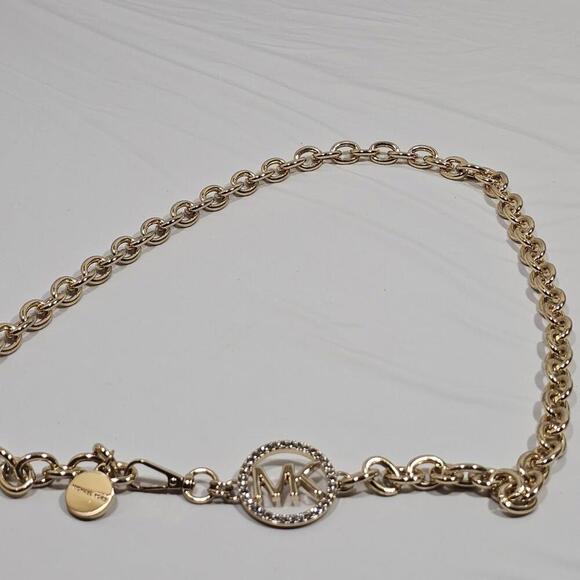 MICHAEL KORS Belt Gold &rhinestone Inlay MK Logo Metal Clip Chain Adjustable main image 7